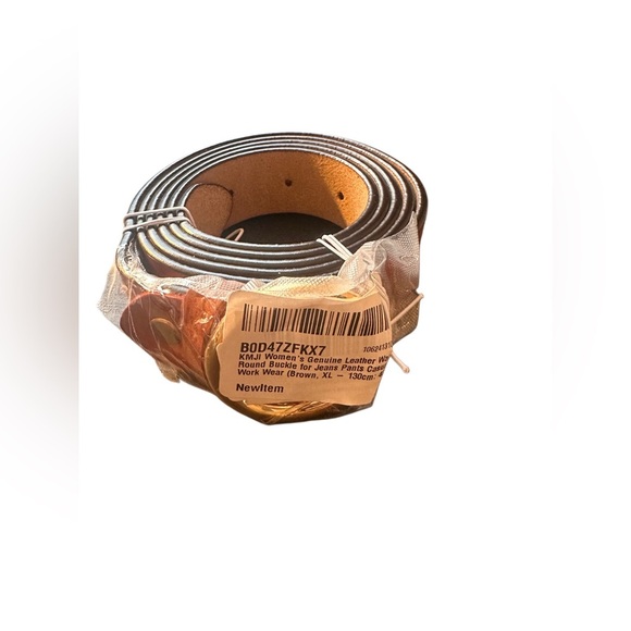 NWT Women's Genuine Leather Waist Belt Round Buckle Size XL 40”-44” Brown - Picture 8 of 9